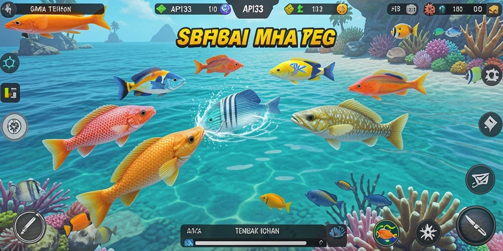 Tampilan gameplay seru dari API33 saat menembak ikan.