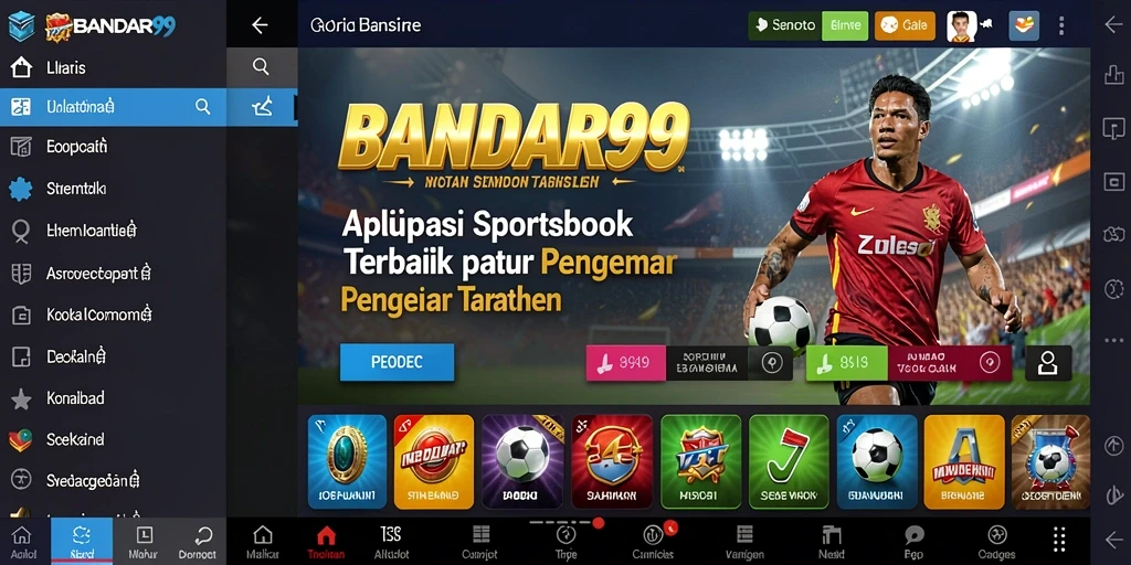 Tampilan screenshot BANDAR99 yang menunjukkan antarmuka pengguna Sportsbook.