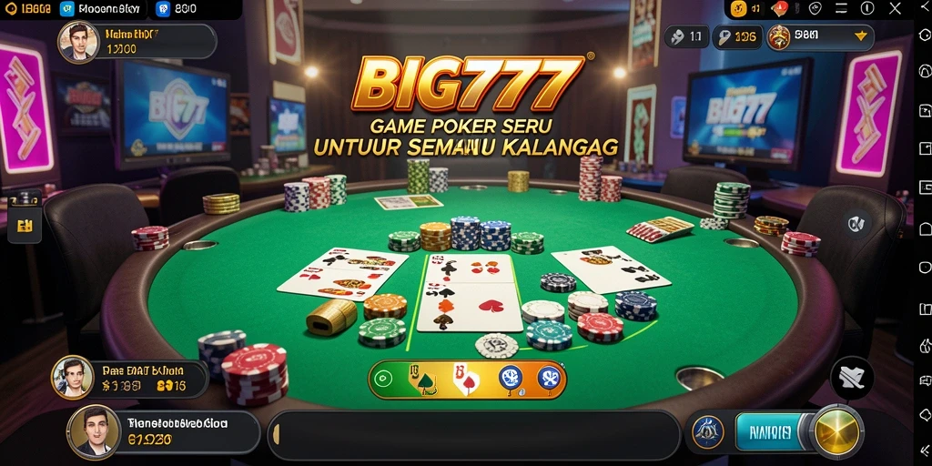 Tangkapan layar utama BIG777 menampilkan suasana permainan poker yang mendebarkan.