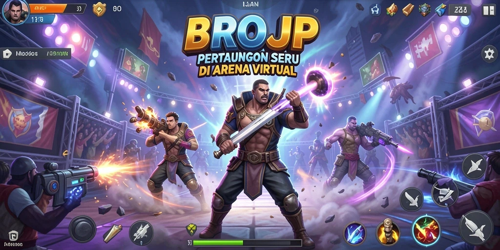 Tampilan gameplay BROJP yang mendebarkan di arena pertarungan.