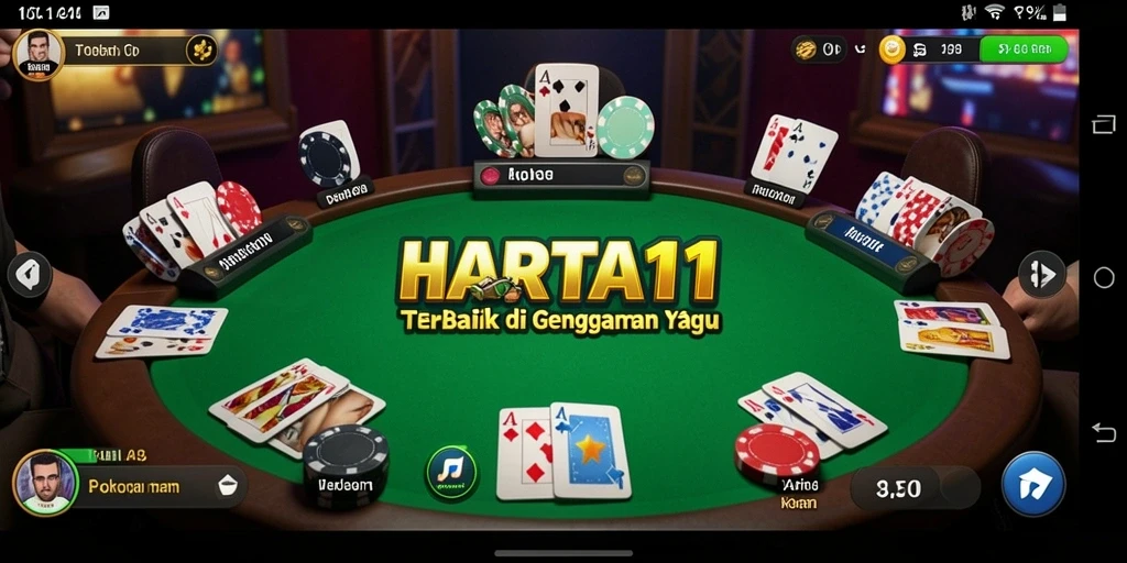 Screenshot HARTA11 menunjukkan momen intens dalam permainan Poker.