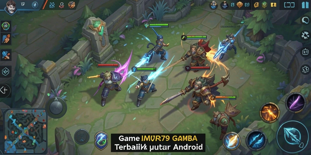 Screenshot utama JAWARA79 menampilkan aksi intens pertempuran MOBA.