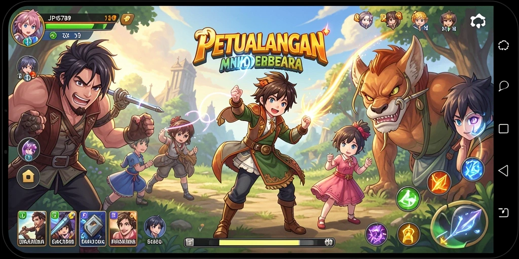 Gameplay seru dalam dunia anime yang penuh petualangan.