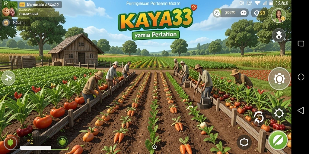 Tampilan gameplay KAYA33 yang menampilkan aktivitas bertani yang menarik.
