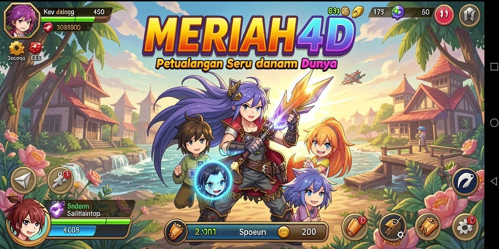 Tampilan menarik gameplay MERIAH4D dengan karakter anime favorit.