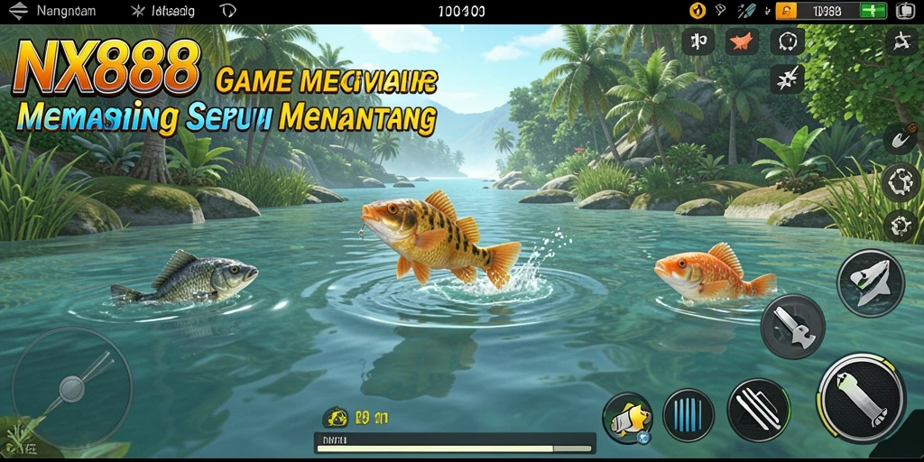 Screenshot gameplay NX888 menampilkan momen memancing yang seru.