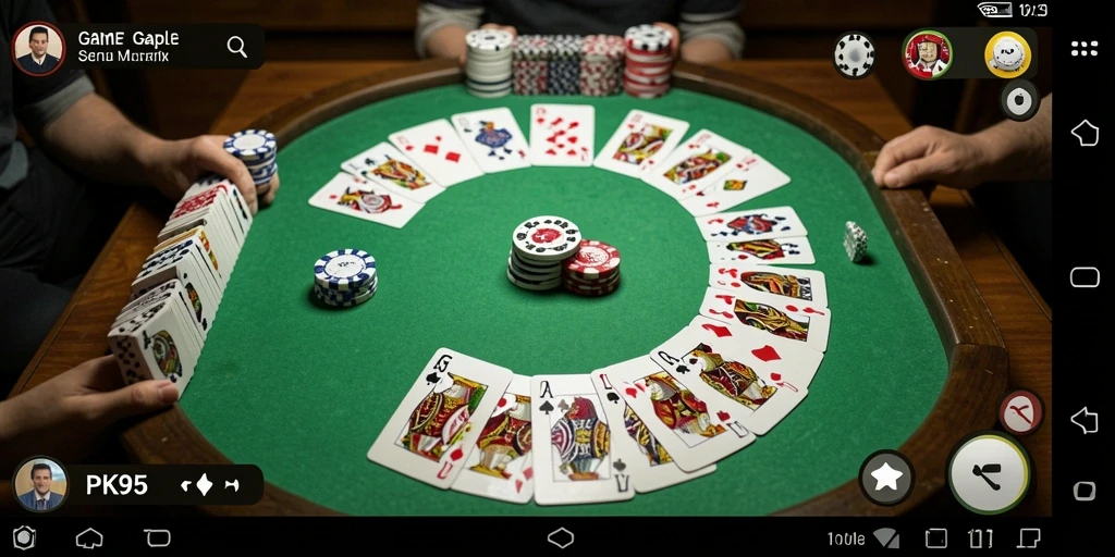 Tampilan gameplay Gaple di PK95 yang seru dan interaktif.