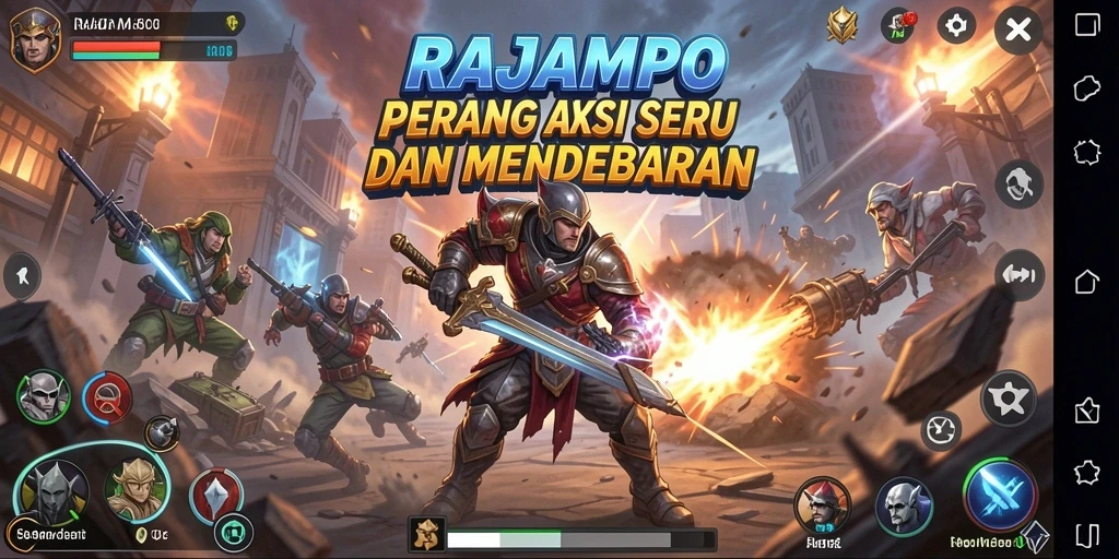 Tangkapan layar yang menunjukkan aksi mendebarkan dalam game RAJAMPO.