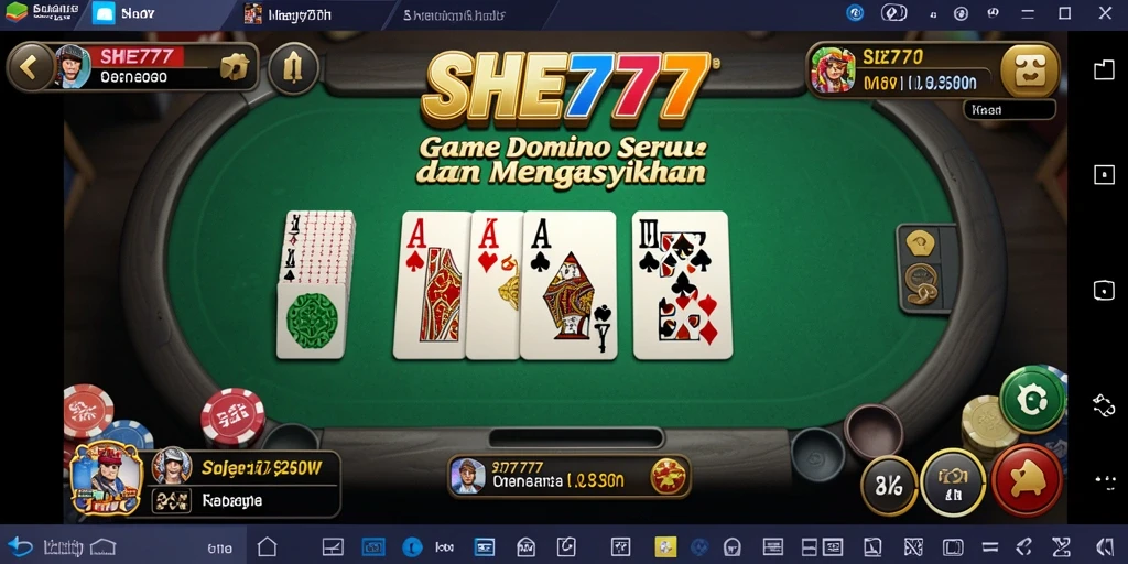 Tampilan seru dari gameplay Domino di SHE777.