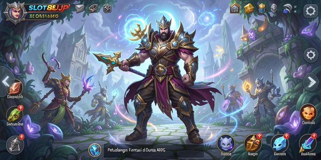 Tampilan gameplay epik dalam SLOT88JP dengan karakter dan aksi menarik.