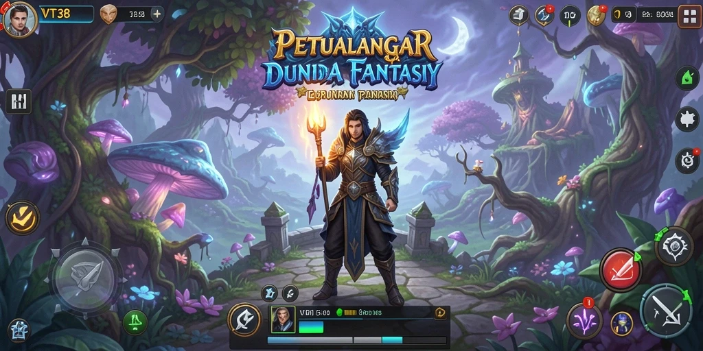 Screenshot menunjukkan aksi seru dalam pertempuran RPG.