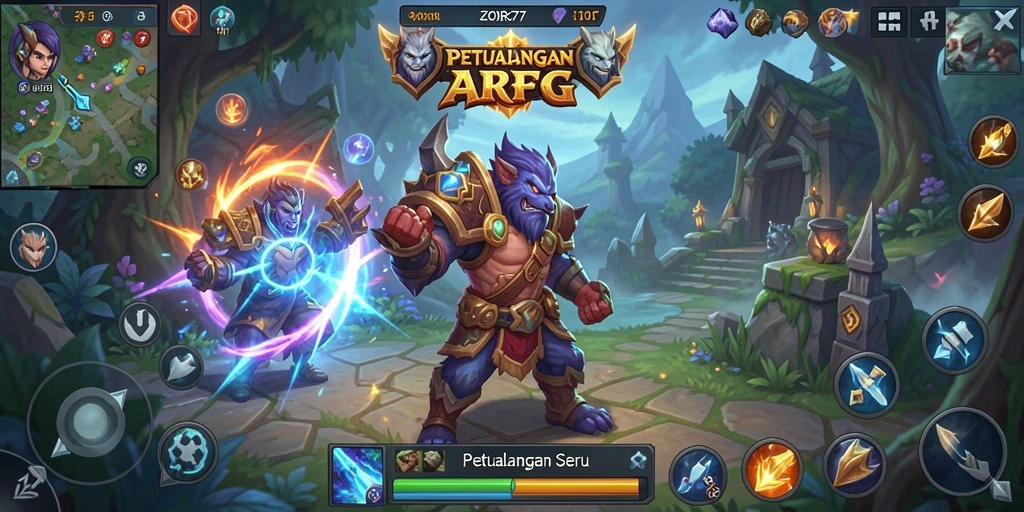 Screenshot gameplay menampilkan pertarungan seru dalam ZORO77.